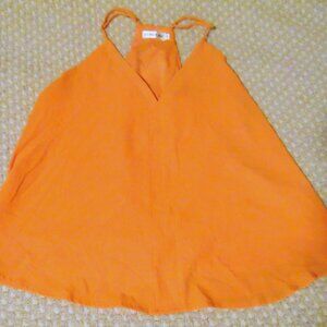 Flared Orange Flowy Halter Top M • Quiet Luxury Beachwear Festival Y2K Style